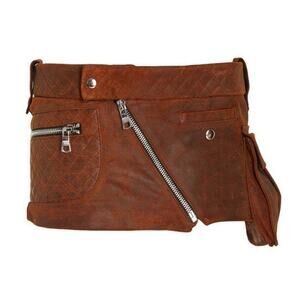LaQuan Smith Leather Moto Mini Skirt Brown - XXS